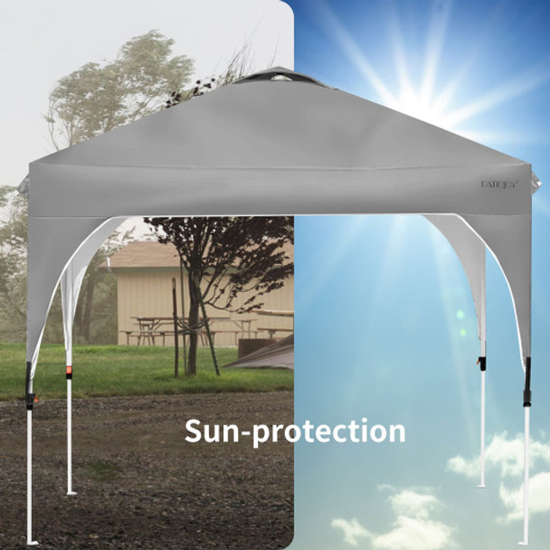 8 Feet x 8 Feet Outdoor Pop Up Tent Canopy Camping Sun Shelter with Roller Bag-Gray