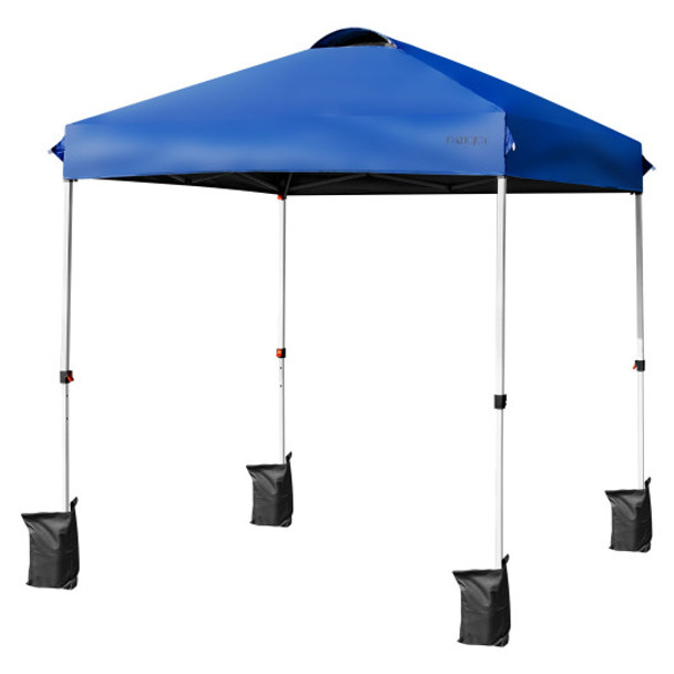 6.6 Feet x 6.6 Feet Outdoor Pop Up Camping Canopy Tent with Roller Bag-Blue
