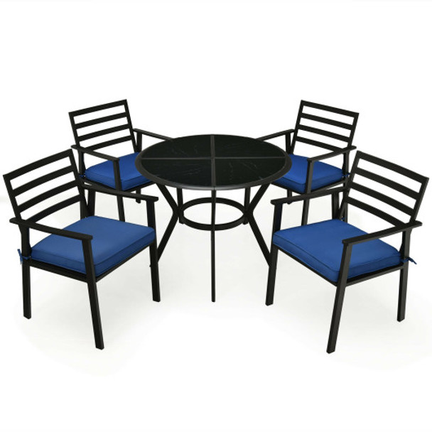 5 Pieces Outdoor Patio Dining Chair Table Set with Cushions