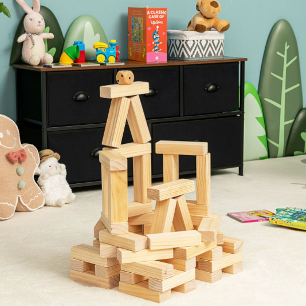 54 Pieces Tumbling Timber Toy with Carrying Bag