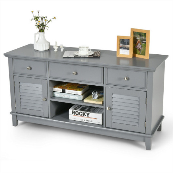 TV Stand Media Console with Drawers Cabinets-Gray