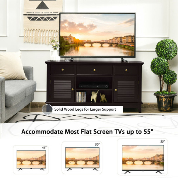 TV Stand Media Console with Drawers Cabinets-Brown