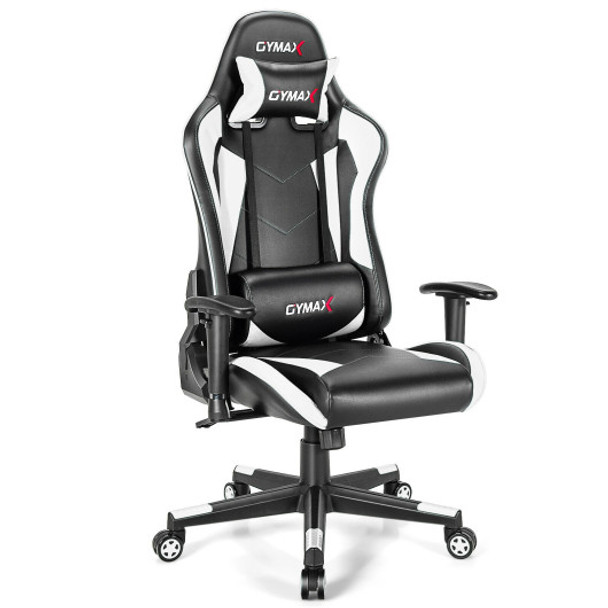 Gaming Chair Adjustable Swivel Racing Style Computer Office Chair-White