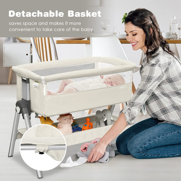 Portable Baby Bedside Sleeper with Adjustable Heights and Angle