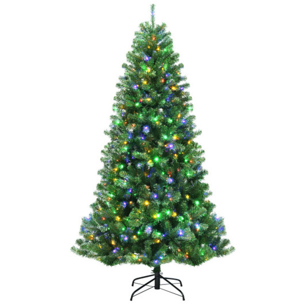 Artificial Hinged Christmas Tree with Remote-controlled Color-changing LED Lights-6'