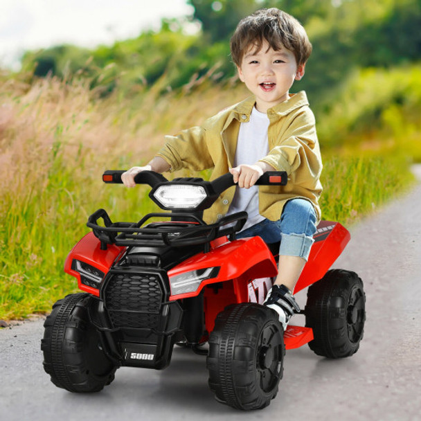 6V Kids ATV Quad Electric Ride On Car with LED Light and MP3-Red