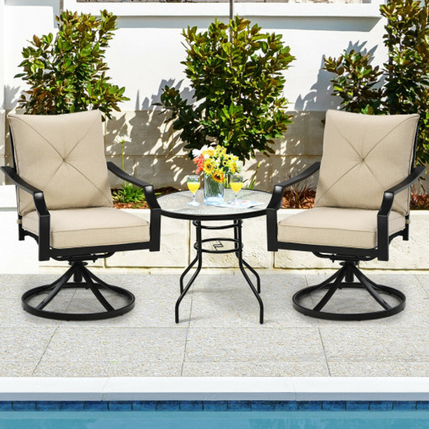 Set of 2 Patio Swivel Dining Chairs with Cushions