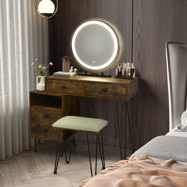 Modern Dressing Table with Storage Cabinet-Rustic Brown