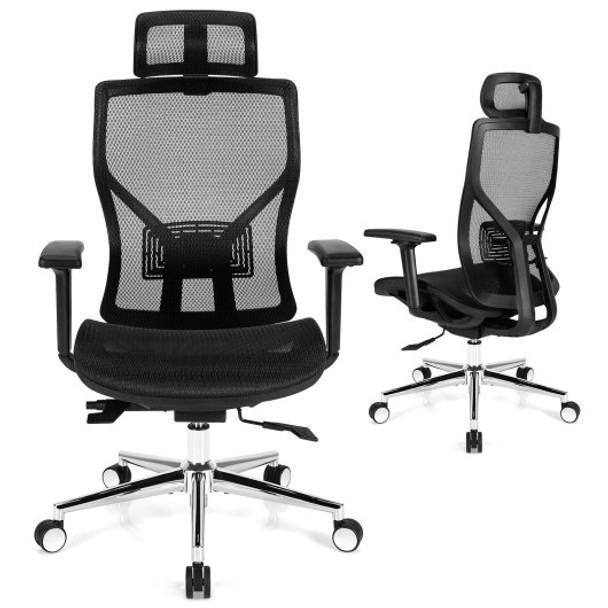 High-Back Mesh Executive Chair with Sliding Seat and Adjustable Lumbar Support