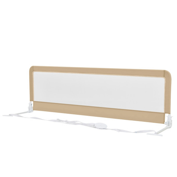 71 Inch Extra Long Swing Down Bed Guardrail with Safety Straps-Beige