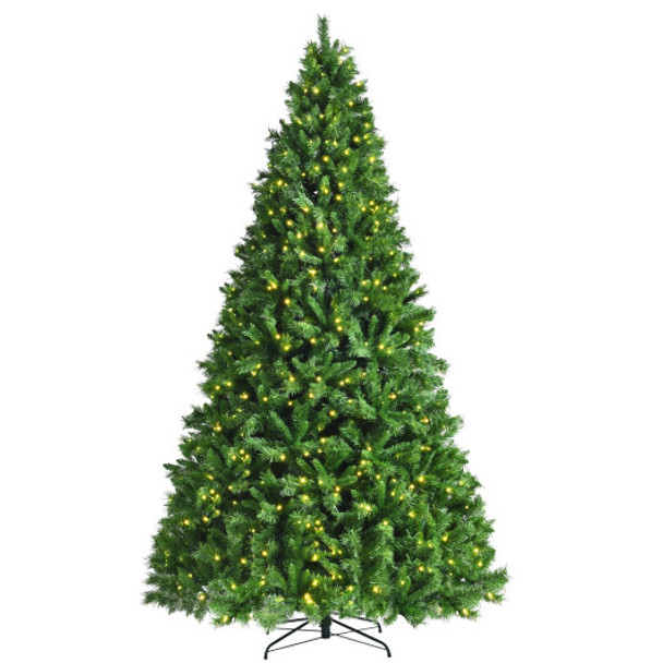 Pre-Lit Hinged Lifelike Lush Artificial Christmas Tree with PVC Tips-9'
