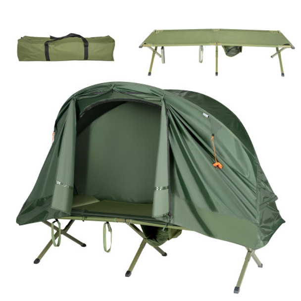 Cot Elevated Compact Tent Set with External Cover-Green