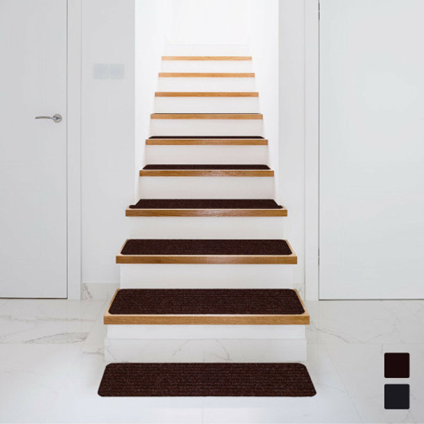 15 Pieces 30 x 8 Inch Slip Resistant Soft Stair Treads Carpet-Brown