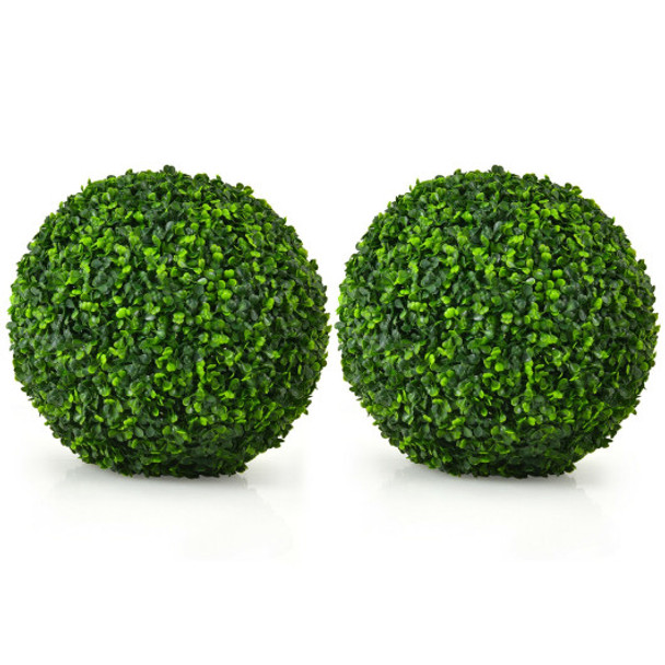 2 Pieces 15.7 Inch Artificial Boxwood Topiary UV Protected Indoor Outdoor Balls