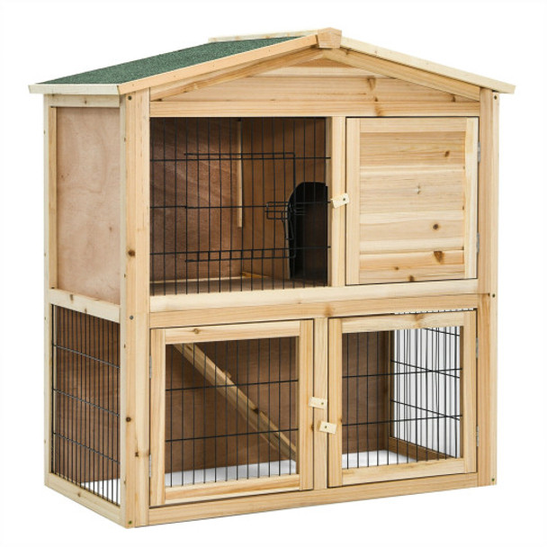 35 Inch Wooden Chicken Coop with Ramp