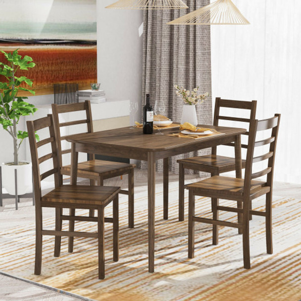 Set of 4 Modern Kitchen Dining Chairs with Solid Rubber Wood Structure