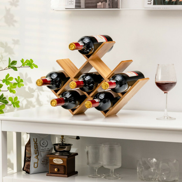 8-Bottle Freestanding Bamboo Wine Rack with Solid Structure-Natural