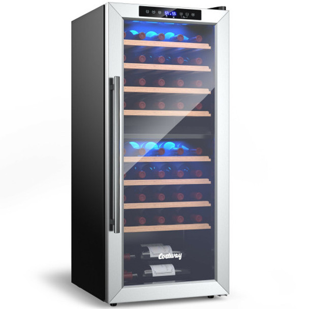 43 Bottle Wine Cooler Refrigerator Dual Zone Temperature Control with 8 Shelves-Black