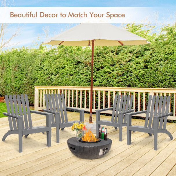 Outdoor Durable Patio Acacia Wood Adirondack Lounge Armchair-Gray