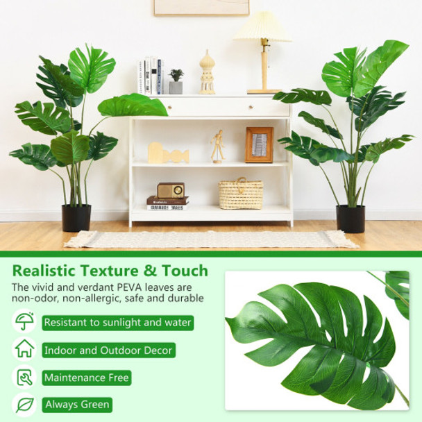 4 Feet Artificial Monstera Deliciosa Tree with 10 Leaves of Different Sizes