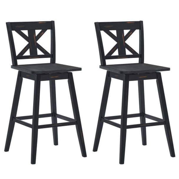 29 Inch Bar Stool Set of 2 with 360° Swivel Seat and Non-Slip Foot Pads