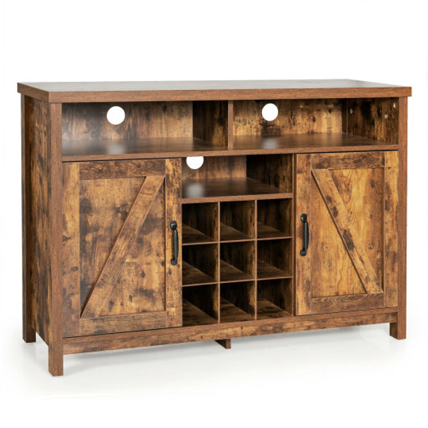 Farmhouse Sideboard with Detachable Wine Rack and Cabinets-Rustic Brown