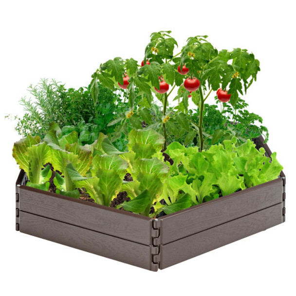 Raised Garden Bed Set for Vegetable and Flower-Brown