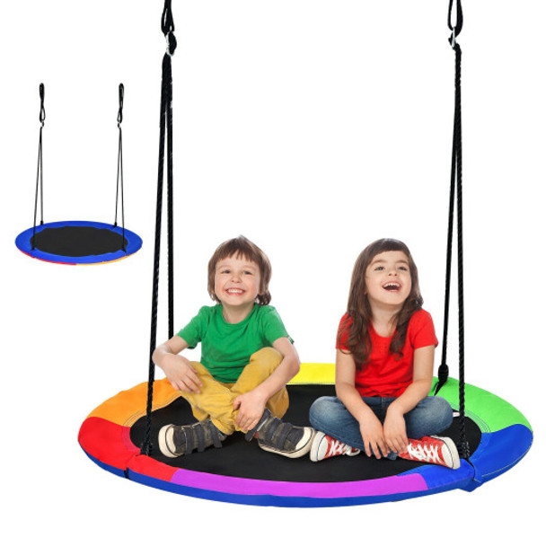 40 Inch Flying Saucer Tree Swing with 2 Hanging Straps for Kids-Blue