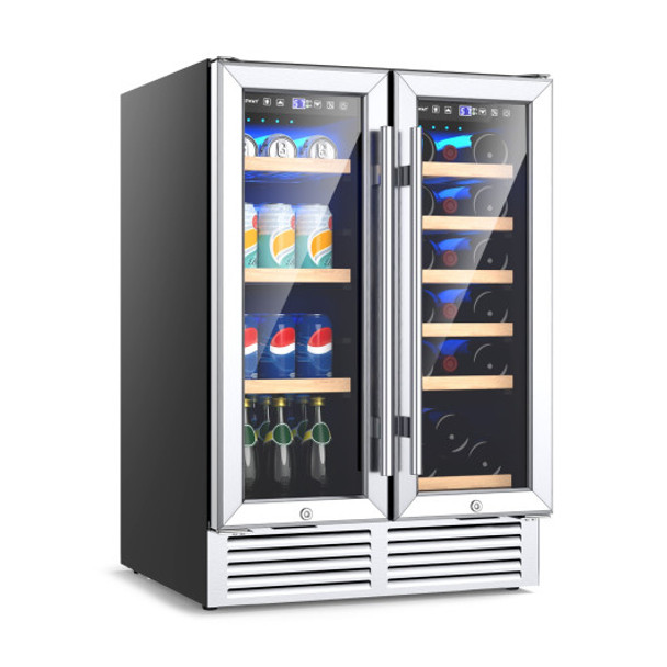 24 Inch Dual Zone Wine and Beverage Cooler-Silver