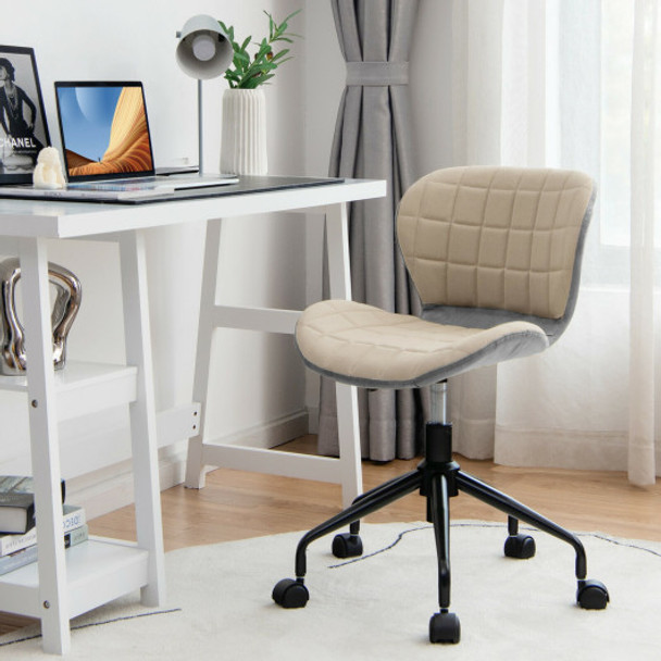 Mid Back Height Adjustable Swivel Office Chair with PU Leather-Gray