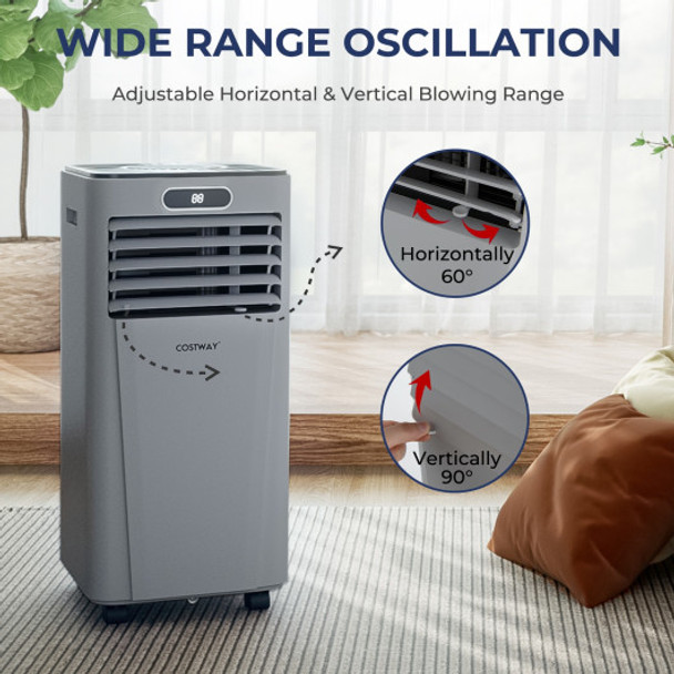 10000 BTU v Portable Air Conditioner with Remote Control-Gray