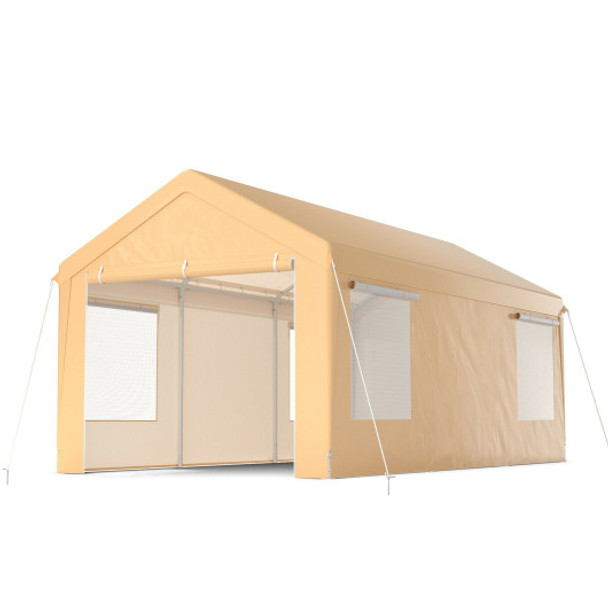 10 x 20 Feet Heavy-Duty Steel Portable Carport Car Canopy Shelter-Yellow