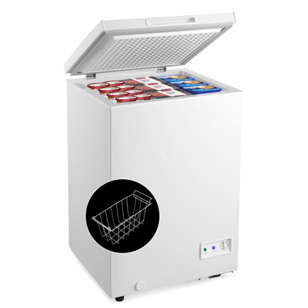 3.5 Cubic Feet Chest Freezer Compact Deep Freezer with Removable Storage Basket-White