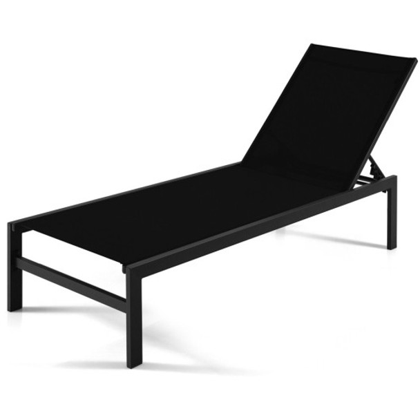 6-Position Chaise Lounge Chairs with Rustproof Aluminium Frame-Black