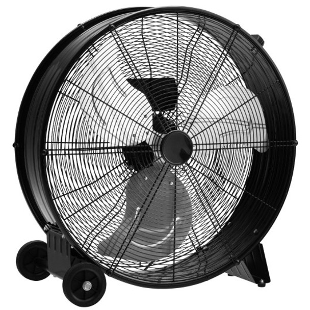 3-Speed 24 Inch Industrial Drum Fan with Aluminum Blades-Black