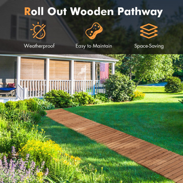 8 Feet Roll-out Weather-Resistant Patio Hardwood Pathway-22"