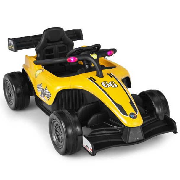 12V Kids Ride on Electric Formula Racing Car with Remote Control-Yellow