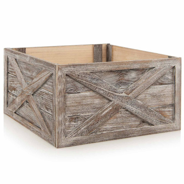 28.5 Inch Wooden Tree Collar Box for Indoor/Outdoor Use-Gray