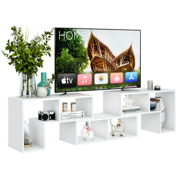 3 Pieces TV Stand Console Entertainment Center for TVs up To 65 Inch with Bookcase Shelves-White