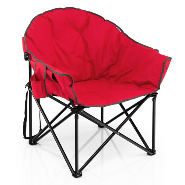 Folding Camping Moon Padded Chair with Carry Bag-Red