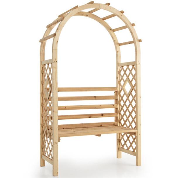 Wooden Garden Bench Arch Pergola Outdoor Arbor