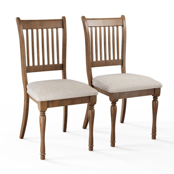 Farmhouse Upholstered Dining Chair Set of 2 with Rubberwood Legs