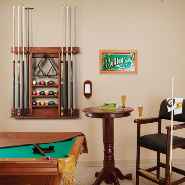 Wall-mounted Billiards Pool Cue Rack Only-Brown