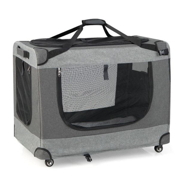 Portable Folding Cat Carrier with 4 Lockable Wheels-XXL