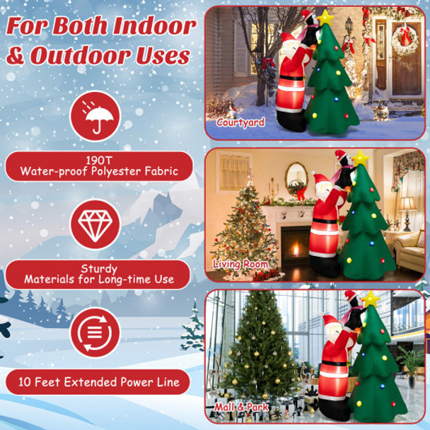 6 Feet Inflatable Christmas Tree and Santa Claus with LED and Air Blower