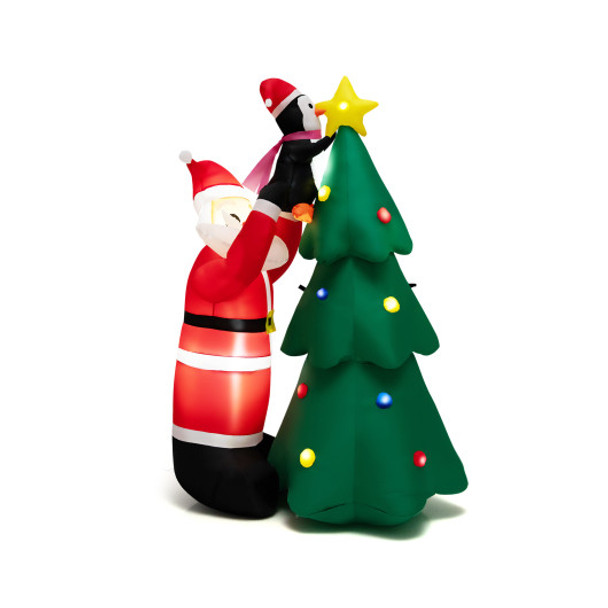 6 Feet Inflatable Christmas Tree and Santa Claus with LED and Air Blower