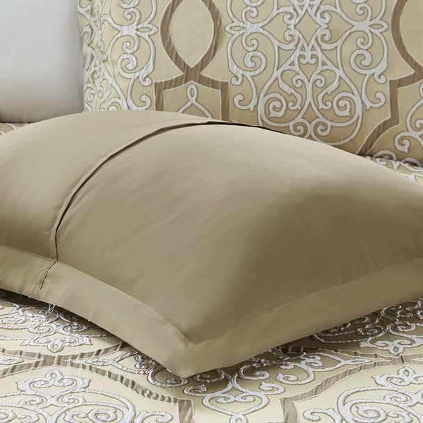 12pc Gold Brown Jacquard Woven Comforter Set AND Sheet Set (Lavine-Gold)