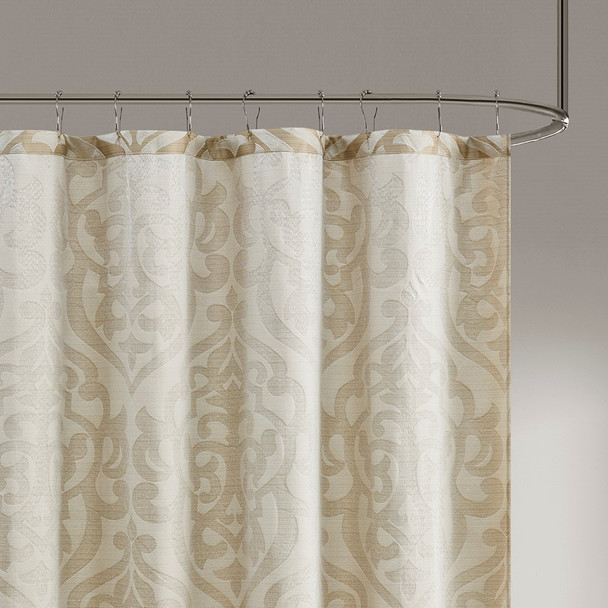 Tan & Ivory Textured Jacquard Shower Curtain - 72x72" (Odette Tan-Shower)