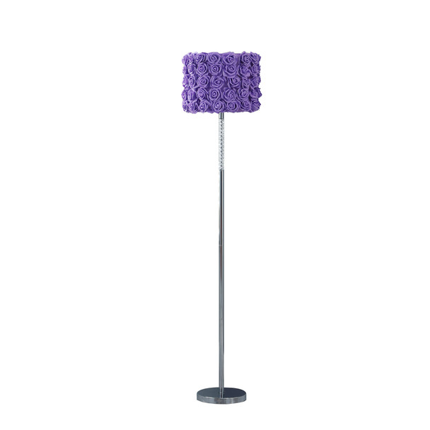 63" Steel Traditional Shaped Floor Lamp With Lavender Drum Shade