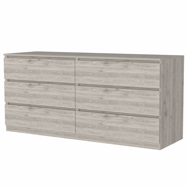 60" Light Grey Manufactured Wood Four Drawer Double Dresser